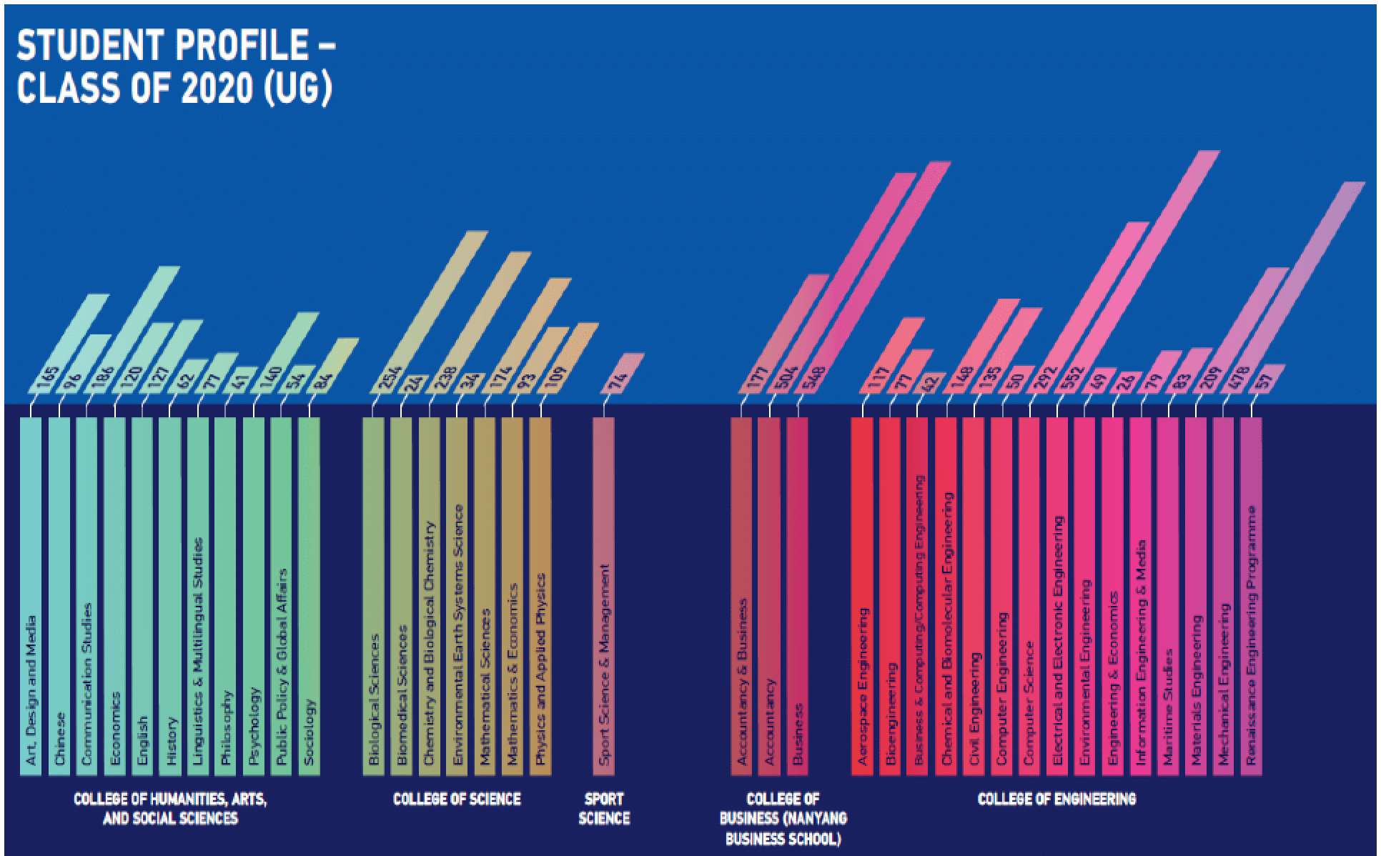 南洋理工大学の各学部の学生数