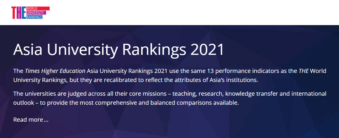 THE Asia University Rankings 2021